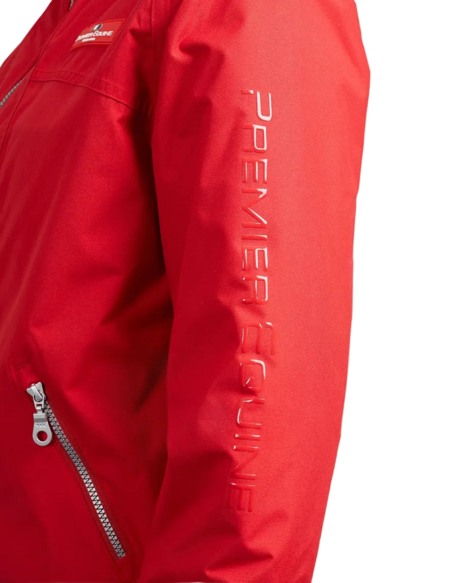 Red Premier Equine Waterproof Riding Jacket: Pro Rider Unisex Coat for Equestrian Activities
