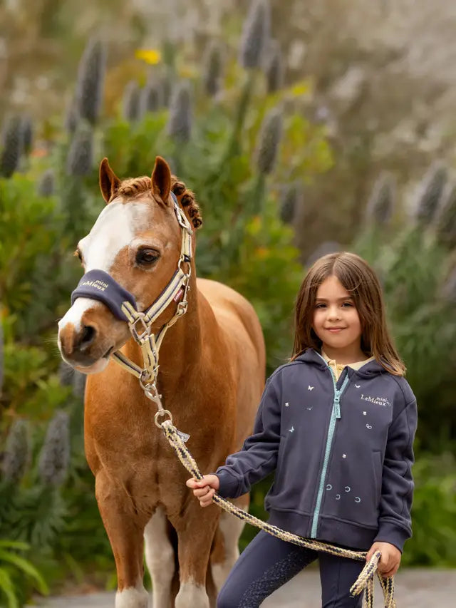 LEMIEUX Mini Charlie Zip Hoodie - Dusk Blue Equestrian Kids Outfit with Horse - Equiflair