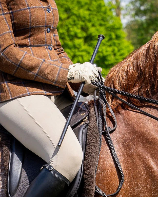 Equestrian Rider with Black Show Cane on Horseback - Horse Riding Equipment.