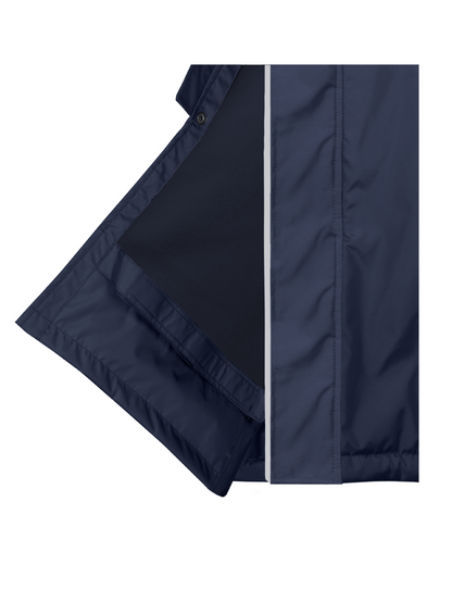 EQUIDRY Waterproof Horse Riding Jacket - Thin Fleece Lined, Reflective Navy Raincoat for Women