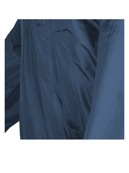EQUIDRY waterproof horse riding raincoat thin fleece reflective steel blue pockets
