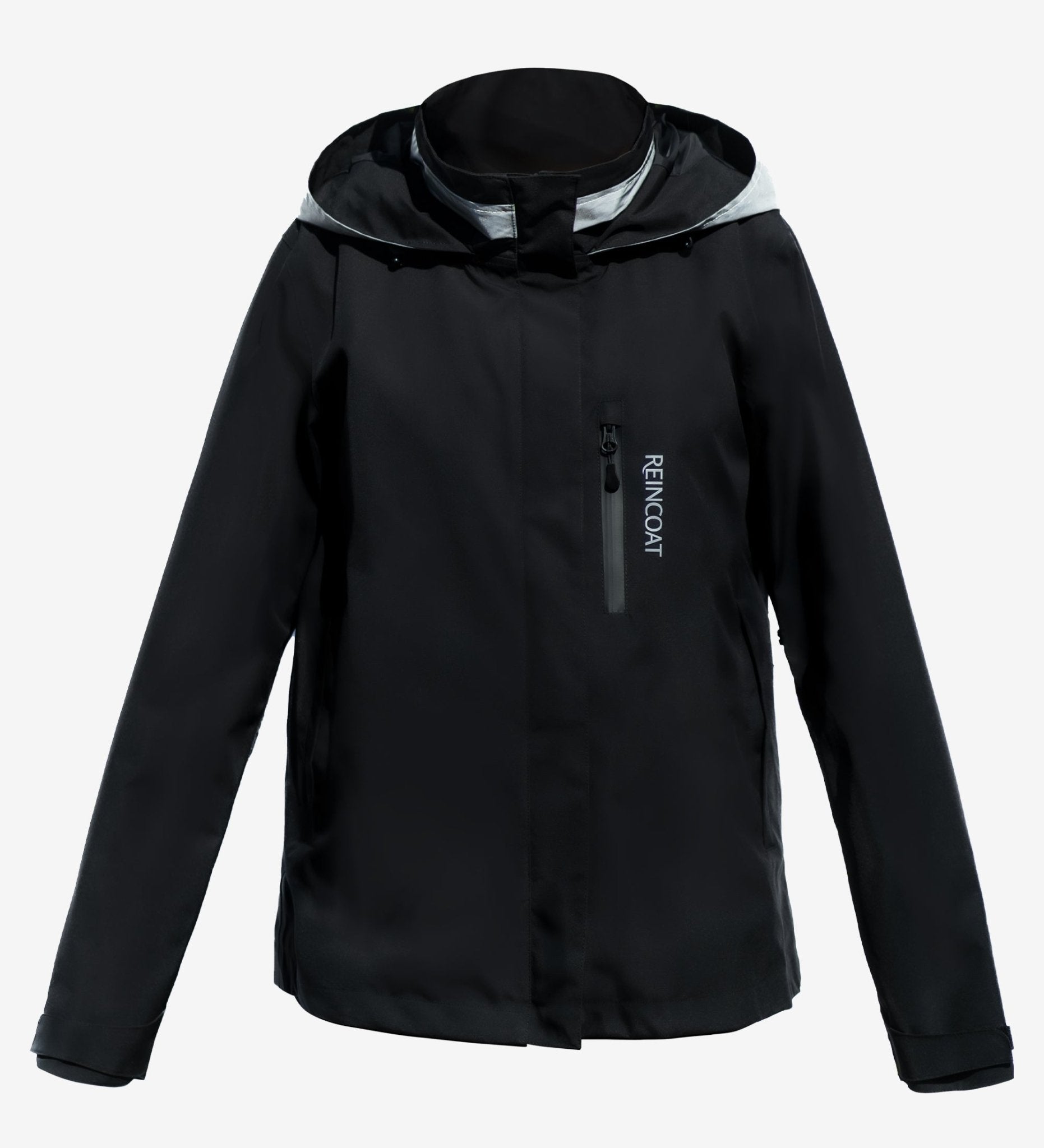 Reincoat Air Black Waterproof Jacket: Lightweight, Breathable Raincoat for Women. Shell Jacket with Reflective Details