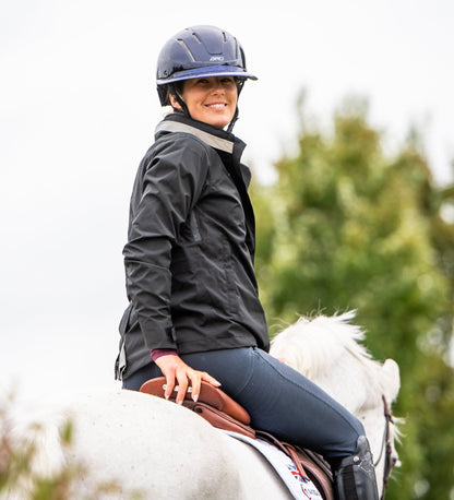 Equestrian Riding Jacket: Reincoat Air Waterproof Black Jacket on Horseback | Equiflair