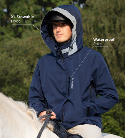 Waterproof Riding Jacket - Reincoat Air Adult (Midnight Navy) - Equiflair - Horse Riding Raincoat
