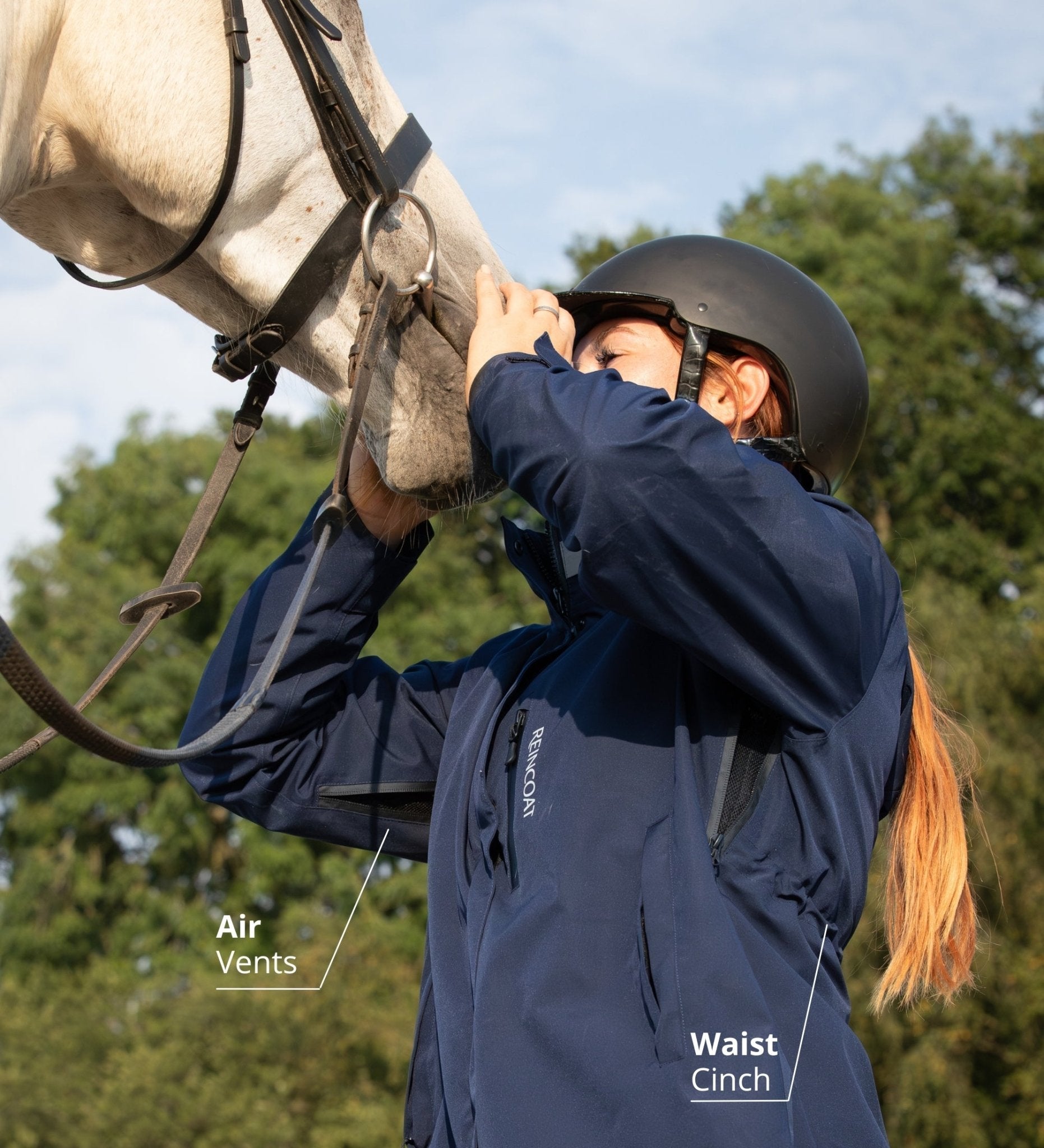 Reincoat Air Equestrian Waterproof Jacket - Woman with Horse, Riding Coat