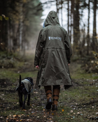 Reincoat Olive Waterproof Dog Coat Walking in Woods - Reflective, Dog Apparel, Pet Fashion