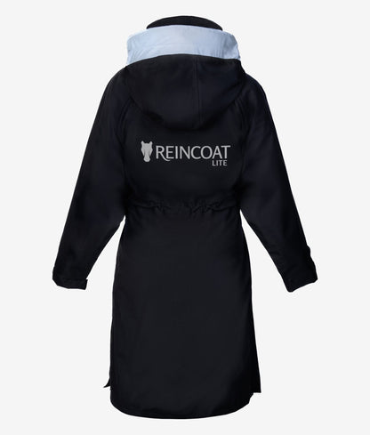 Reincoat Lite Adult Black Waterproof Jacket: Lightweight, Breathable, Reflective. Perfect for Riding, Equestrian activities, & Outdoor events.