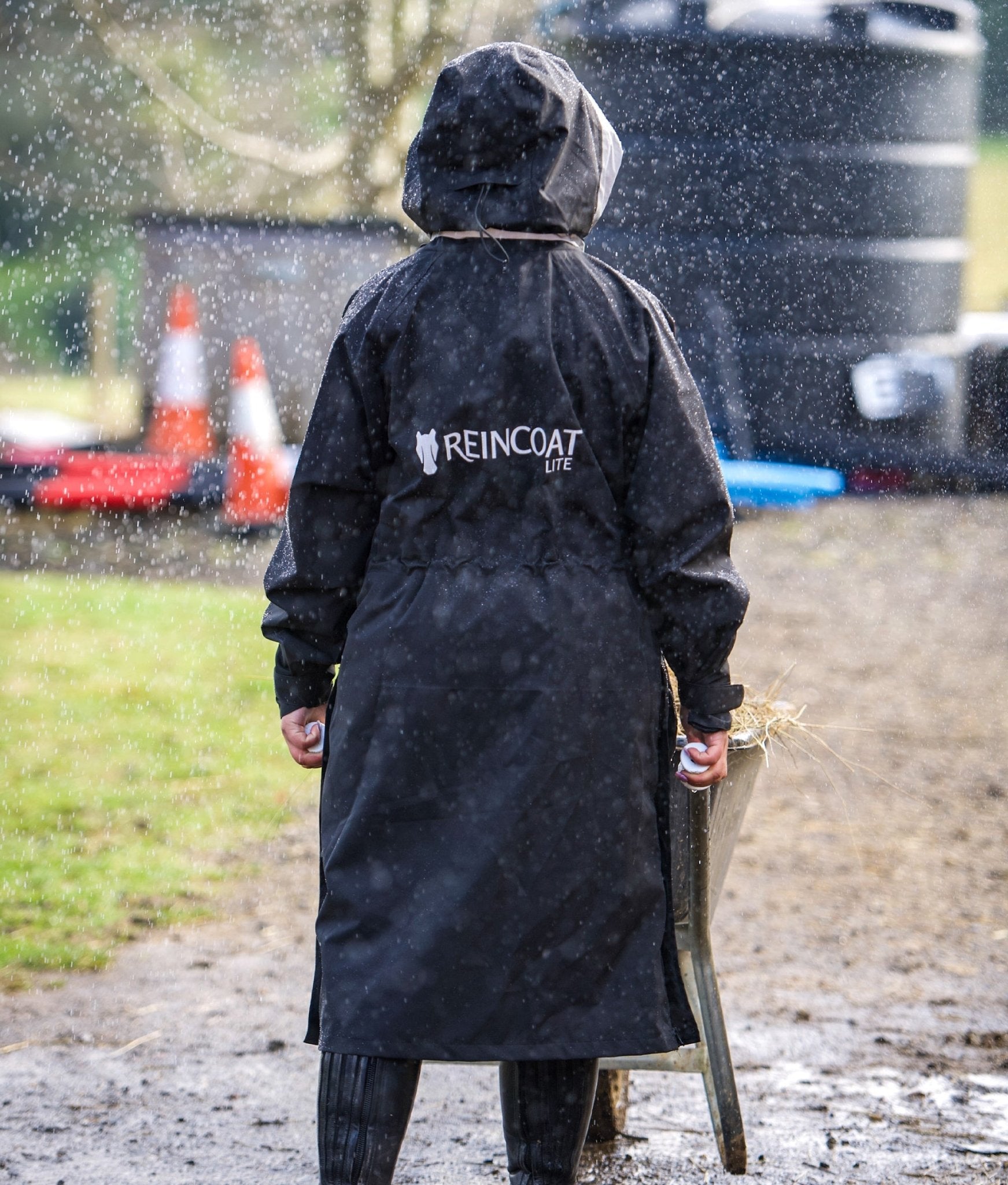 Black Equestrian Raincoat: Reincoat Lite - Lightweight, Waterproof Riding Gear - Equiflair