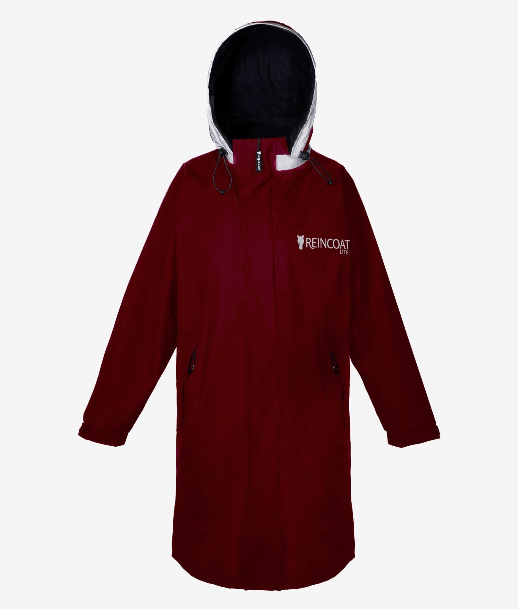 Reincoat Lite Adult - Burgundy Waterproof Jacket | Equiflair: Lightweight, Mesh-lined, Reflective, Stowable Hood Raincoat for Adults