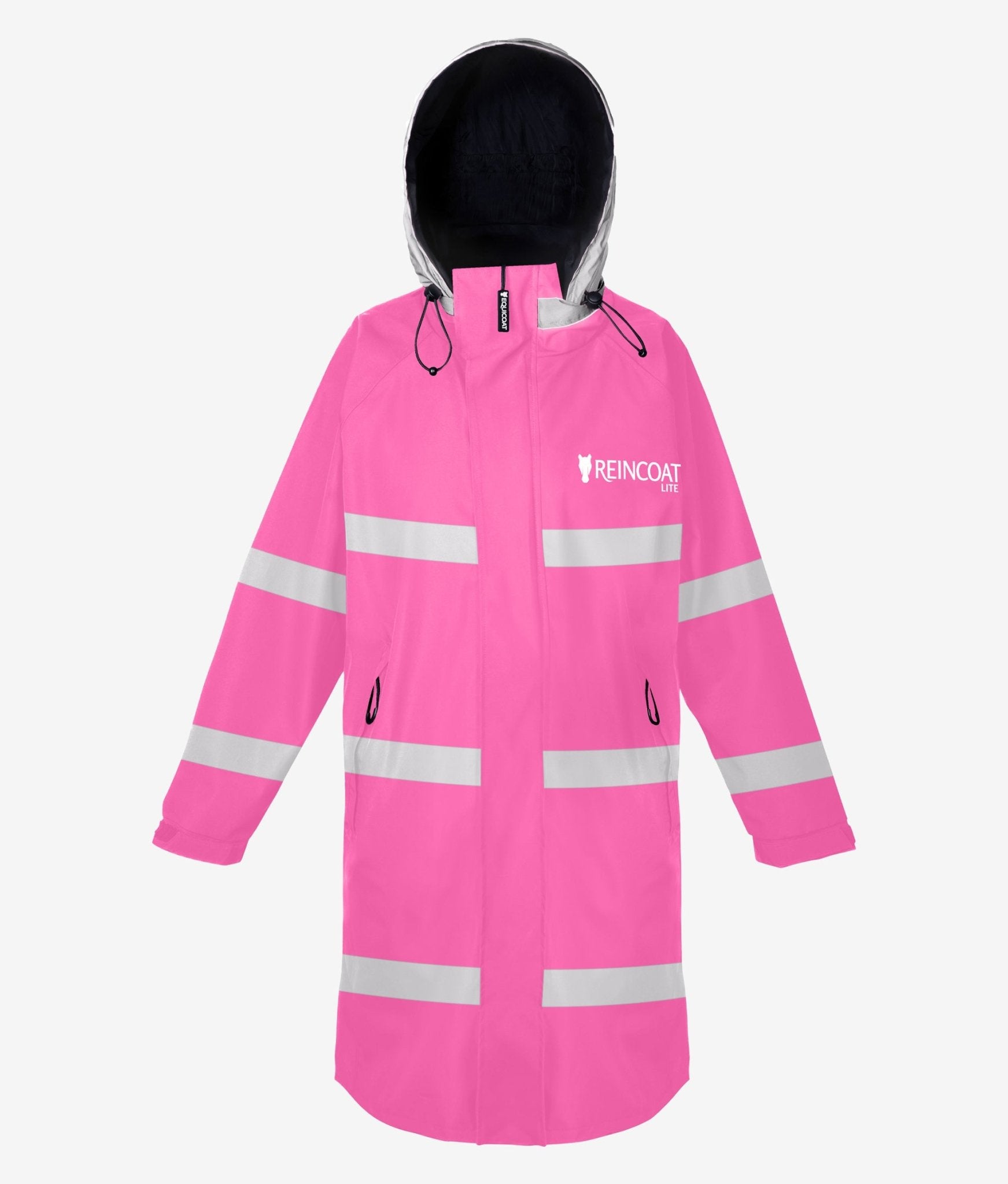Reincoat Lite Adult Hi-Vis Pink Waterproof Jacket - Reflective, Lightweight, Stowable Hood - Visibility & Safety Rain Gear