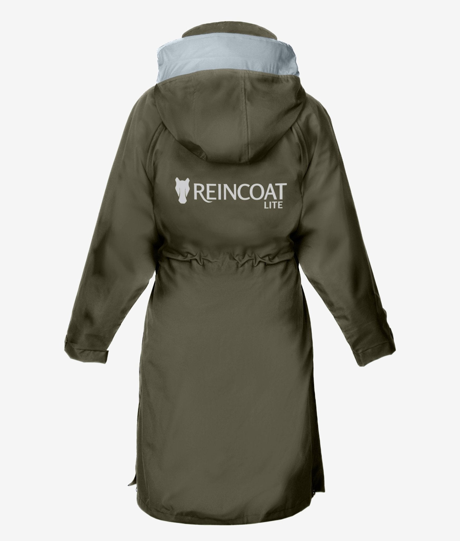 REINCOAT LITE ADULT - OLIVE Waterproof Riding Coat | Equestrian Outerwear with Reflective Details & Stowable Hood