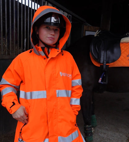 Reincoat Lite Kids Hi-Vis Orange Riding Jacket - Equestrian Safety Gear