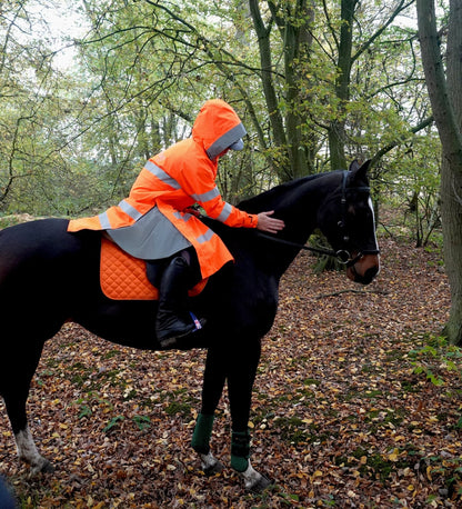 Equiflair Reincoat Lite Kids: Hi-Vis Orange Horse Riding Jacket for Children - Reflective Safety Gear for Equestrian Activities