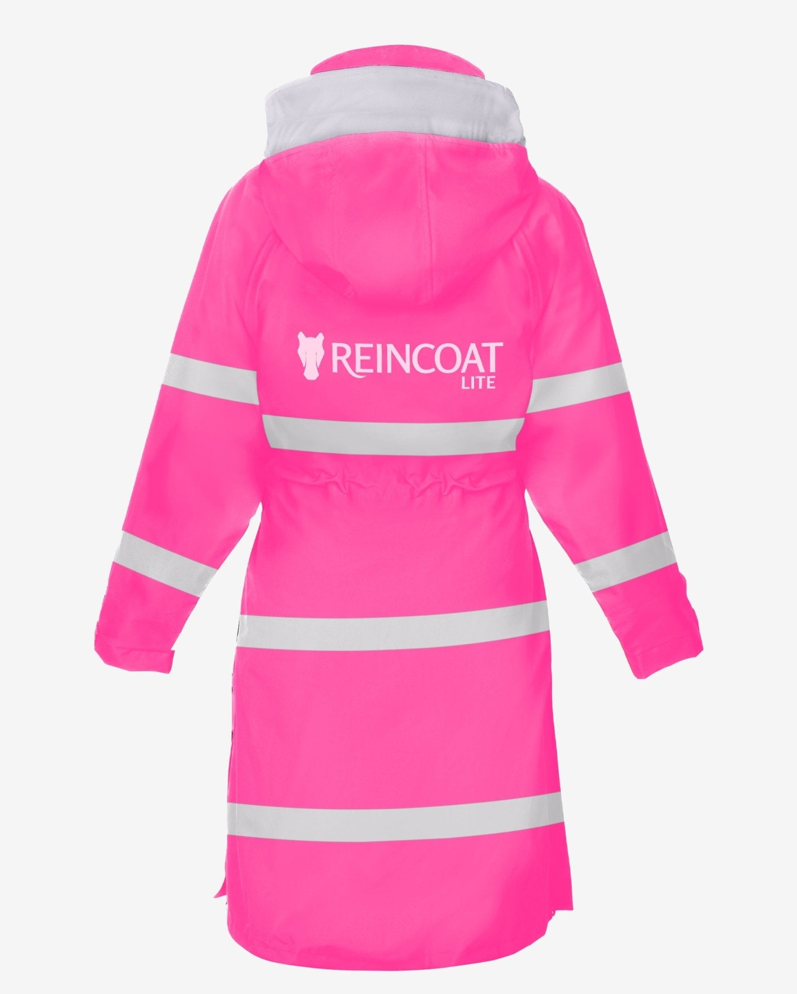 Kids Hi-Vis Pink Raincoat - Reincoat Lite Equestrian Jacket with Reflective Strips & Hood - Equiflair