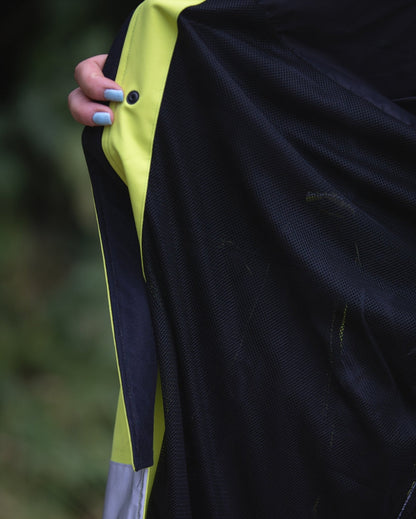 REINCOAT LITE ADULT HI-VIS YELLOW: Mesh Lining, Reflective details. Part of Equiflair's Waterproof jacket collection.