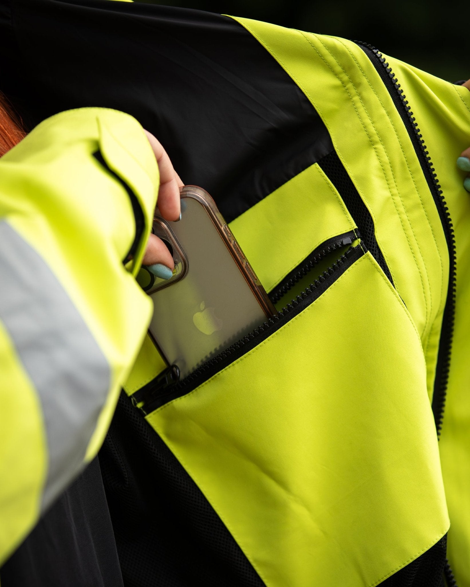 Equiflair High Visibility Reflective Jacket - Hi Vis Yellow Waterproof Coat with Pocket for Phone.