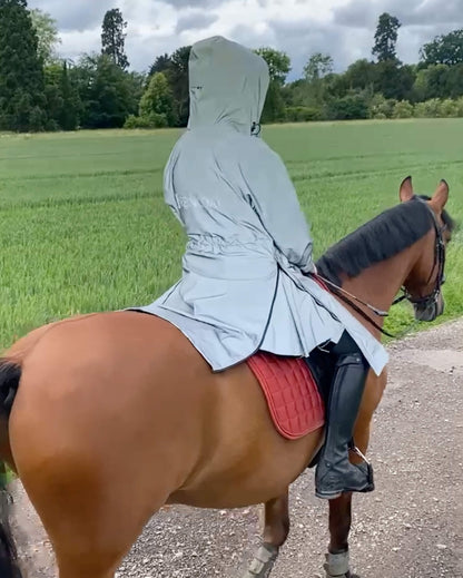 Reflective Riding Coat: Adult Silver Reincoat for Horseback Riding by Equiflair - Waterproof Equestrian Gear