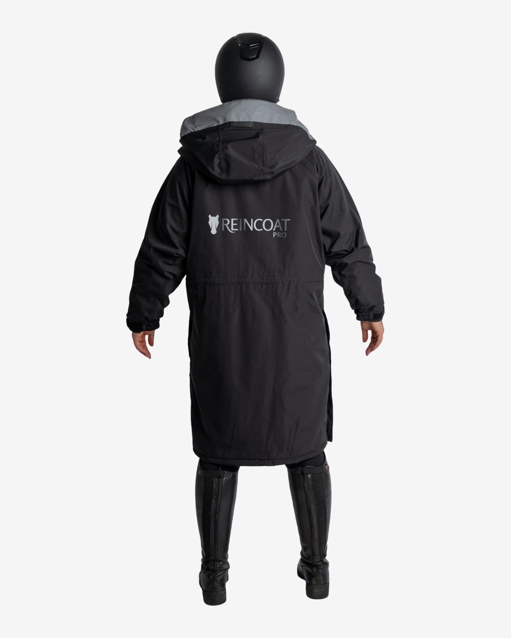 REINCOAT PRO Adult Black Equestrian Riding Raincoat: Waterproof, Comfortable, and Stylish Protection from the Elements.