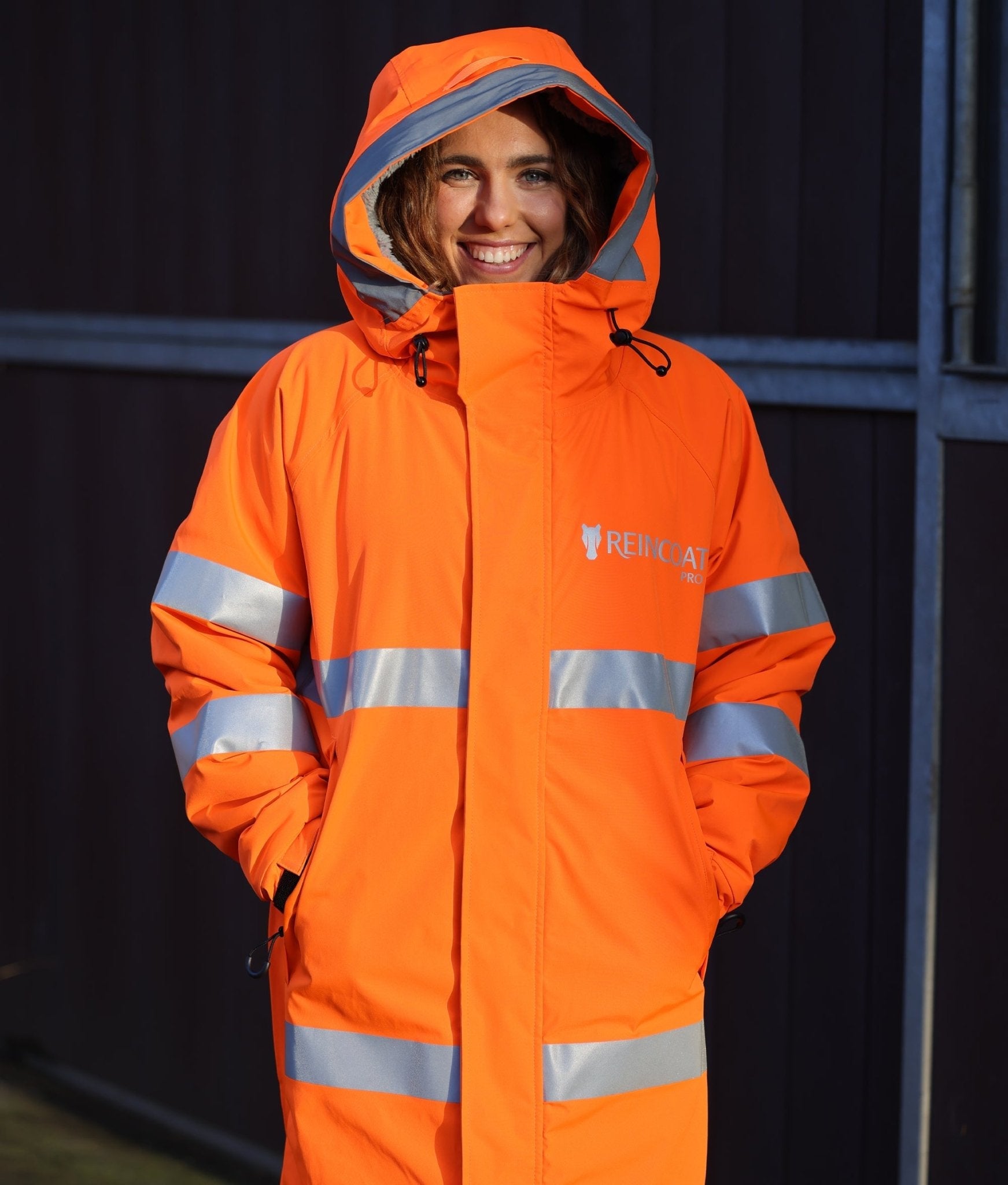 Reincoat Pro Adult Hi Vis Orange Jacket - Equiflair: Reflective, Waterproof