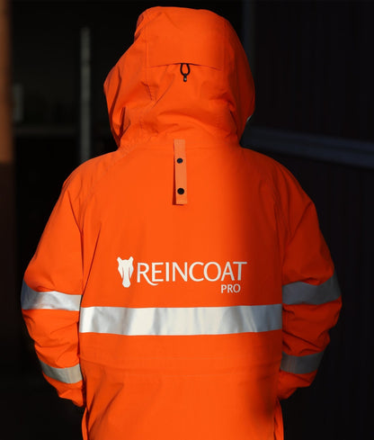 Reincoat Pro Adult - Hi-Vis Orange Jacket - Equestrian Safety with Reflective Details