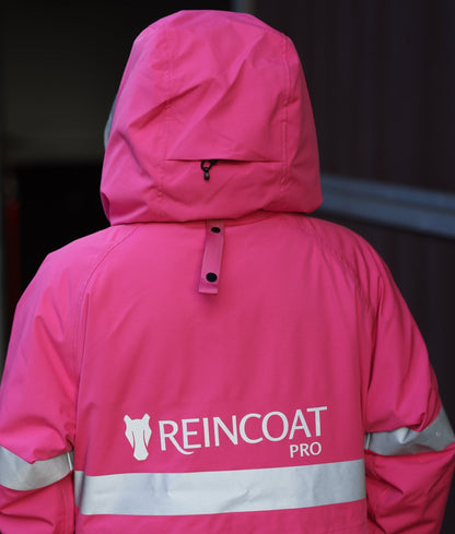 REINCOAT PRO Adult Hi-Vis Pink Raincoat - Equestrian Waterproof Jacket, High Visibility Horse Riding Gear