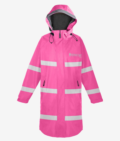 Reincoat Pro Adult Hi-Vis Pink Reflective Raincoat - Waterproof High Visibility Rain Jacket for Adults