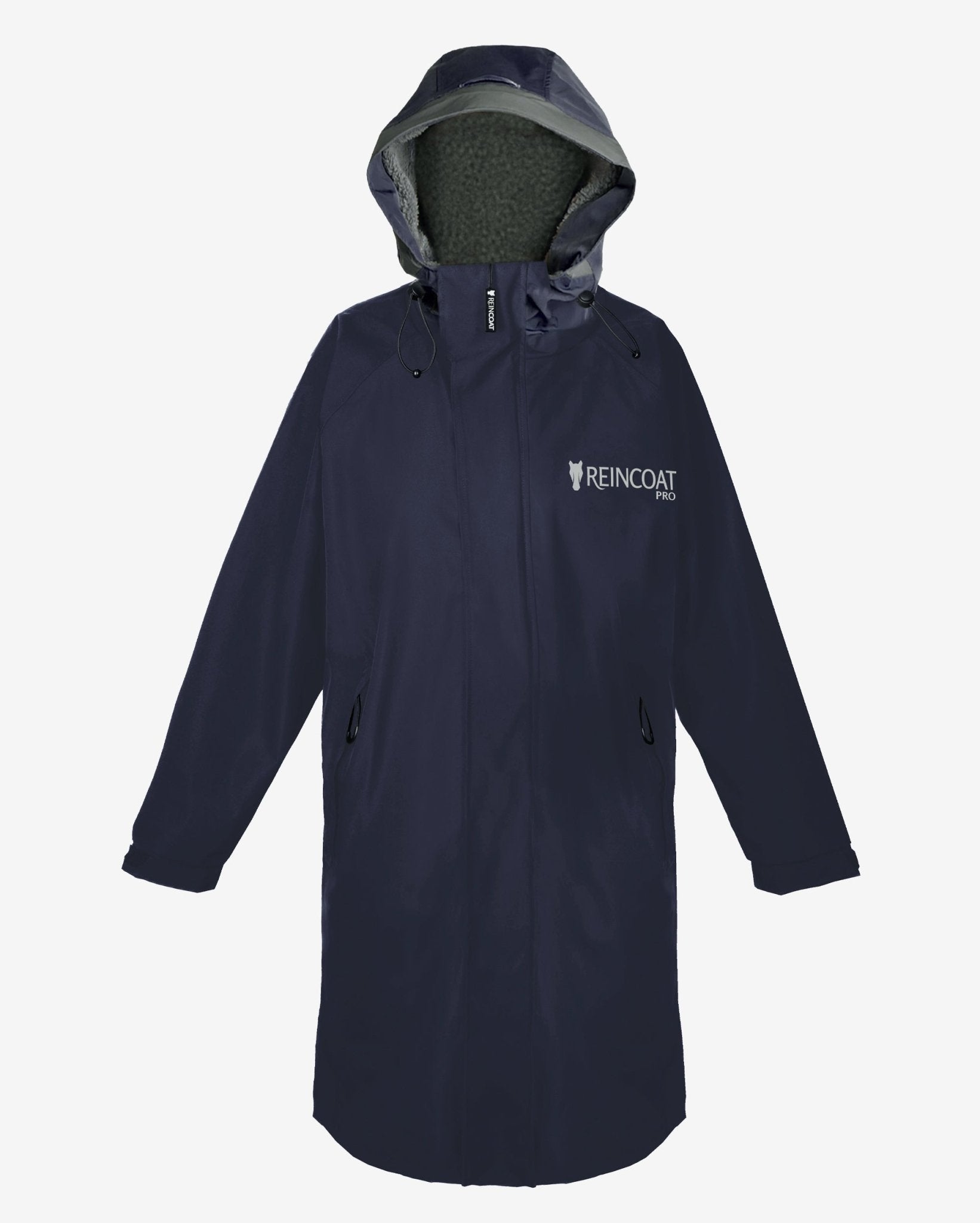 Midnight Navy Reincoat Pro Adult: Waterproof, Fleece Lined Equestrian Rain Jacket with Hood and Reflective Safety Features