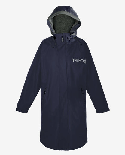 Midnight Navy Reincoat Pro Adult: Waterproof, Fleece Lined Equestrian Rain Jacket with Hood and Reflective Safety Features
