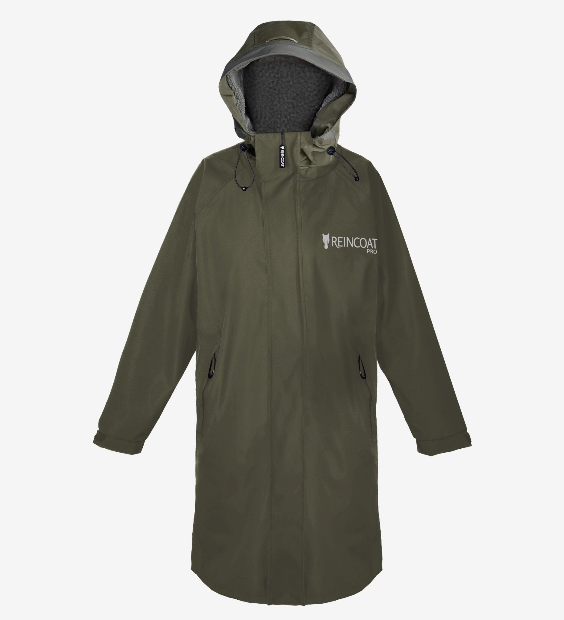 Olive Green Waterproof Coat - Reincoat Pro Fleece-Lined Adult Raincoat Equiflair
