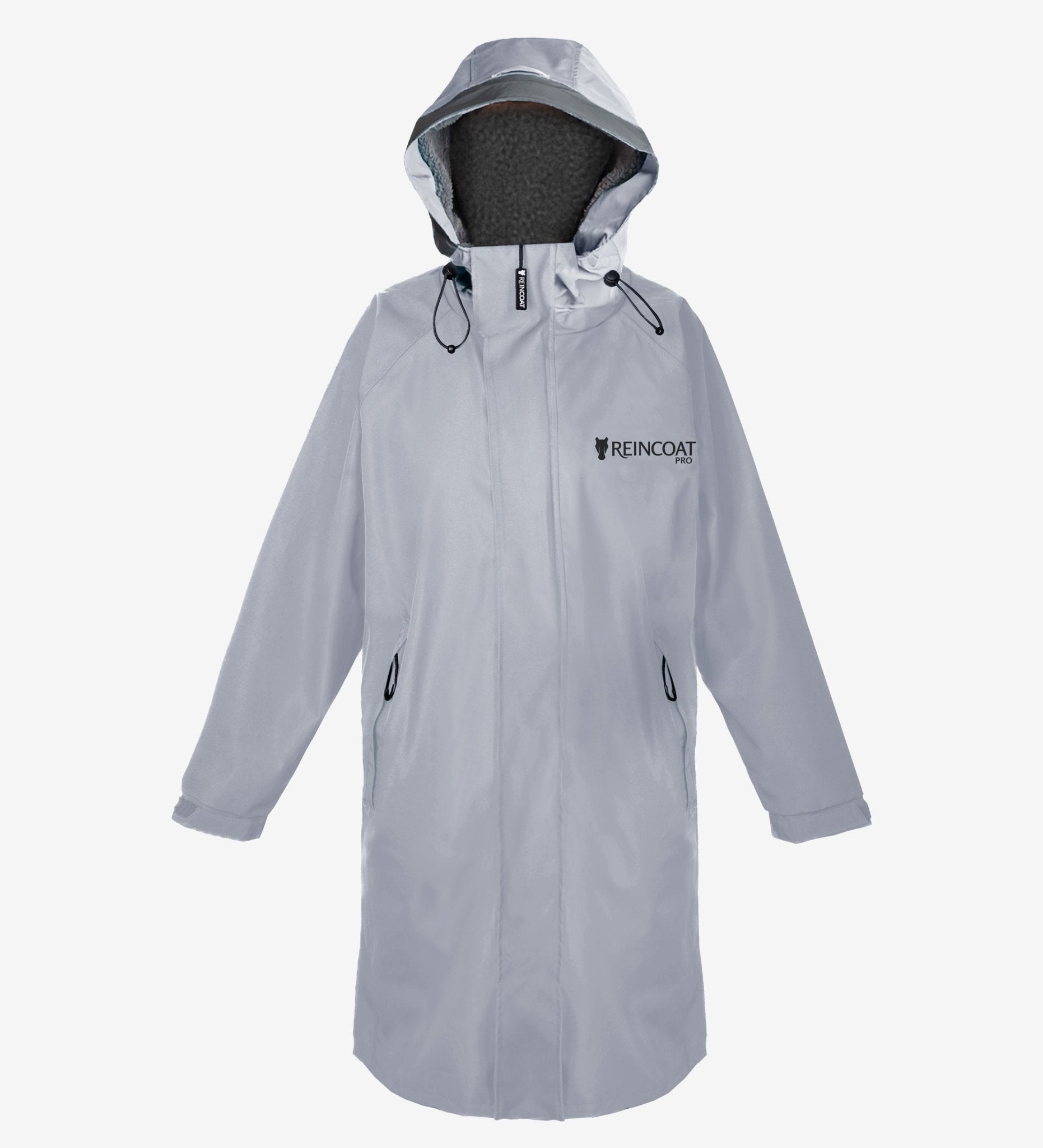 Reflective Silver Raincoat: Reincoat Pro Adult, Fleece Lined, Waterproof Long Coat - Equiflair
