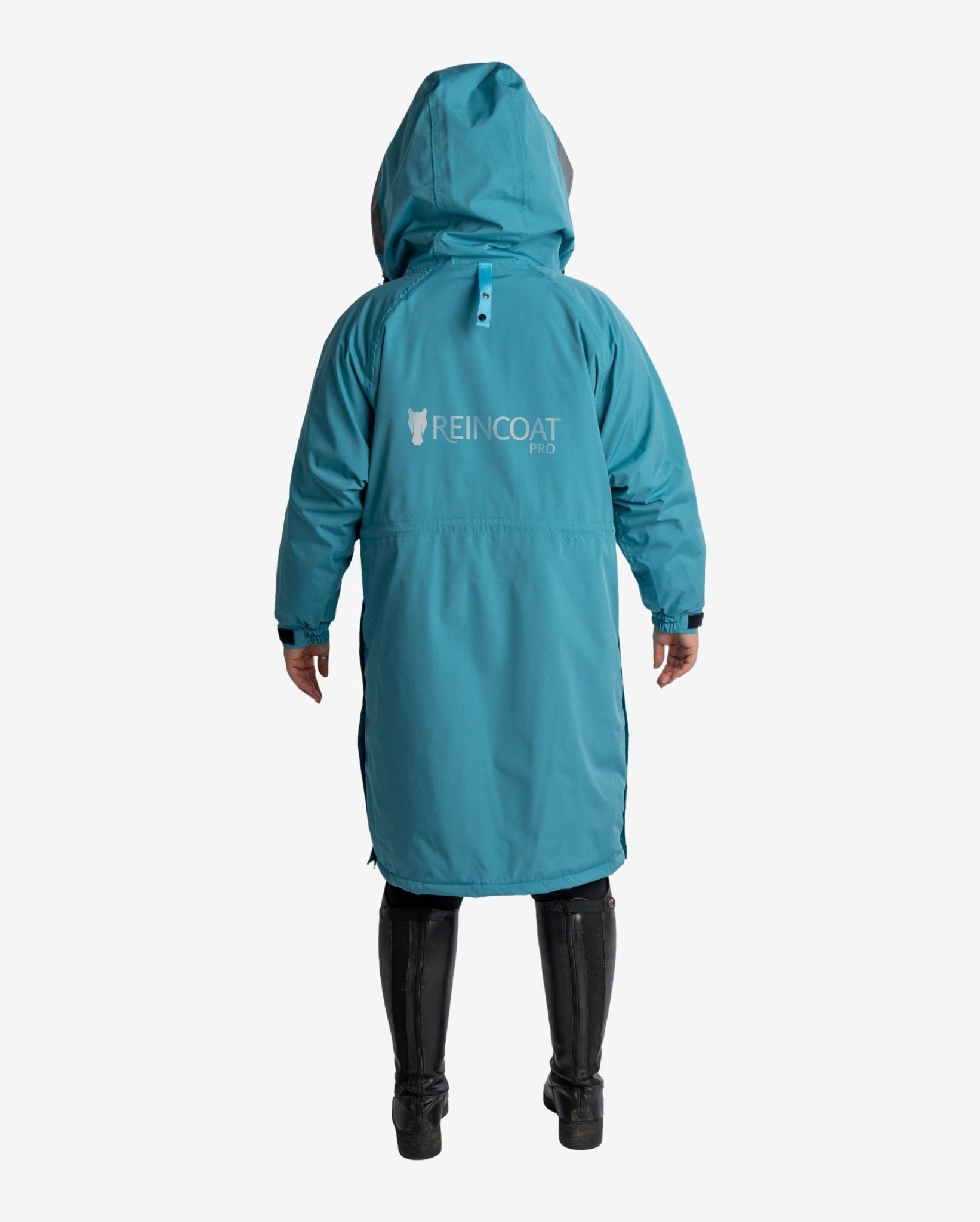 Reincoat Pro Adult Teal Riding Raincoat - Waterproof Equestrian Coat with Fleece Lining & Adjustable Fit - Equiflair