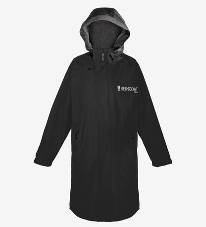 REINCOAT PRO Kids Black Raincoat: Waterproof, Fleece Lined, Hooded Jacket for Children.