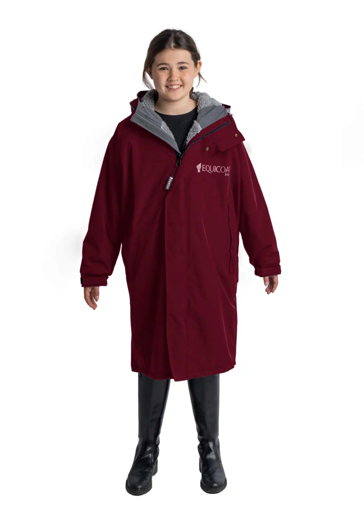 Equiflair Kids Burgundy Riding Coat: Waterproof & Warm - Reincoat Pro for Children, Equestrian Apparel