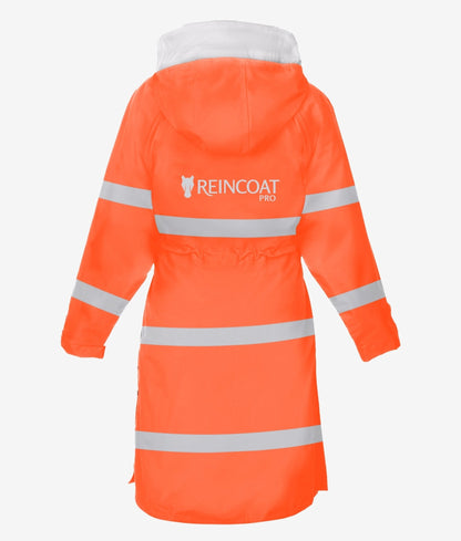 Hi Vis Kids Raincoat: Waterproof Safety Coat for Children | Reincoat Pro - Reflective, Orange