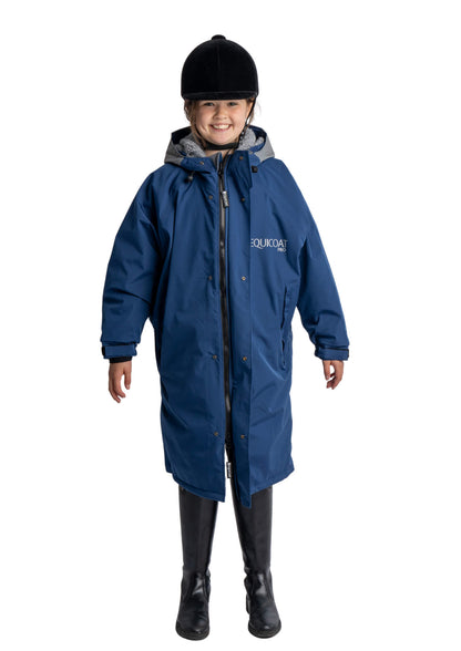 Kids Equestrian Riding Raincoat - Waterproof Horse Riding Jacket for Children - Navy Blue Equicoat