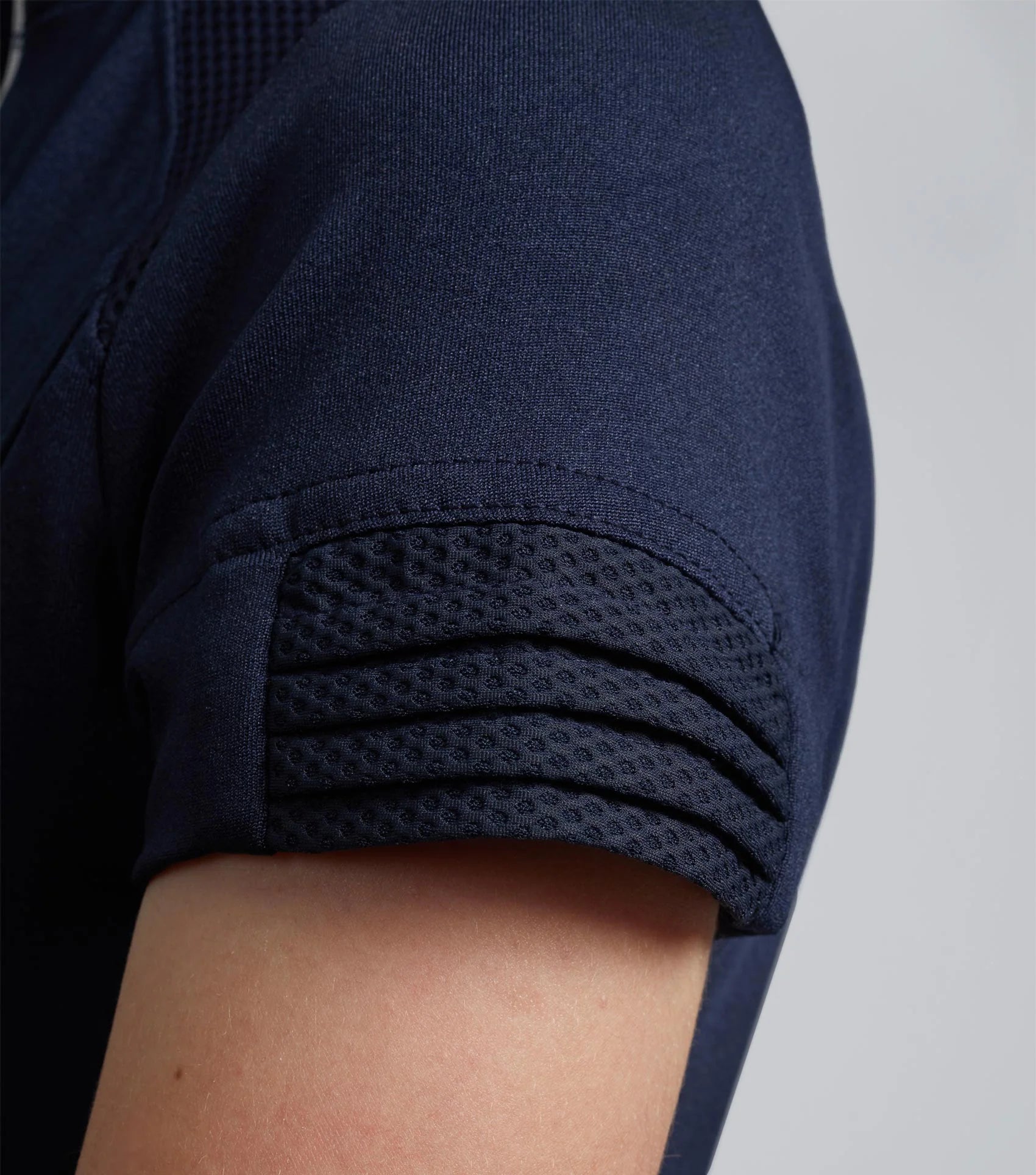 Premier Equine Girl's Technical Riding Top - Navy Short Sleeve Equestrian Shirt