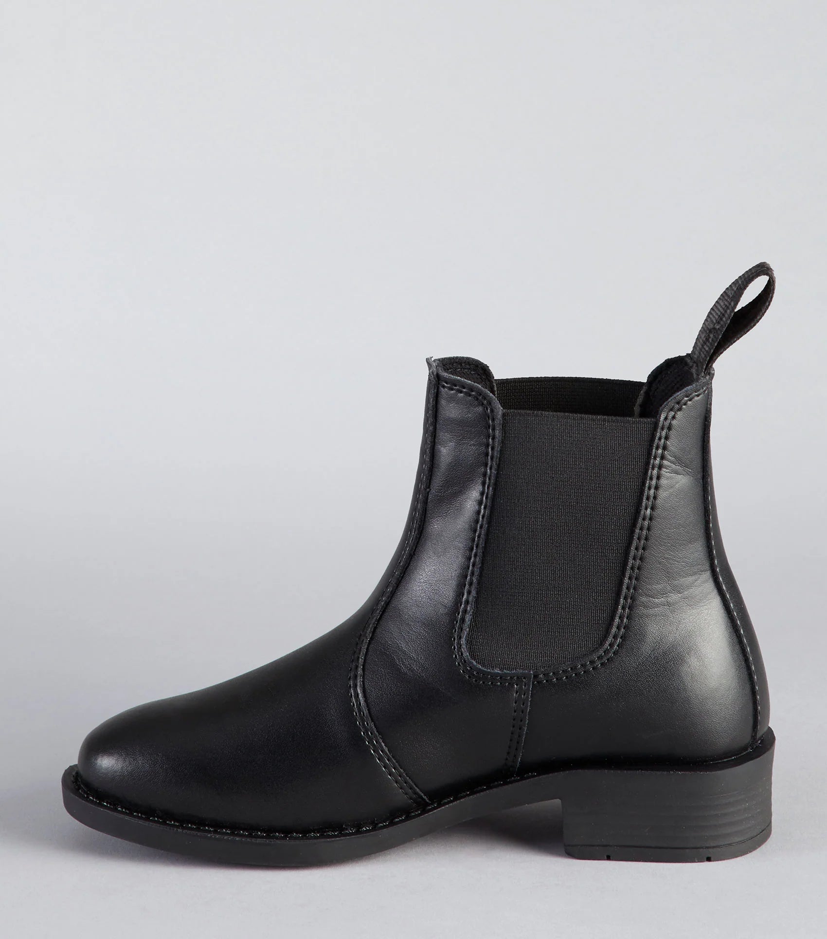 Black Junior Chelsea Boot - Synthetic Leather Paddock Boot