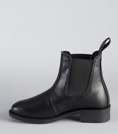 Black Junior Chelsea Boot - Synthetic Leather Paddock Boot