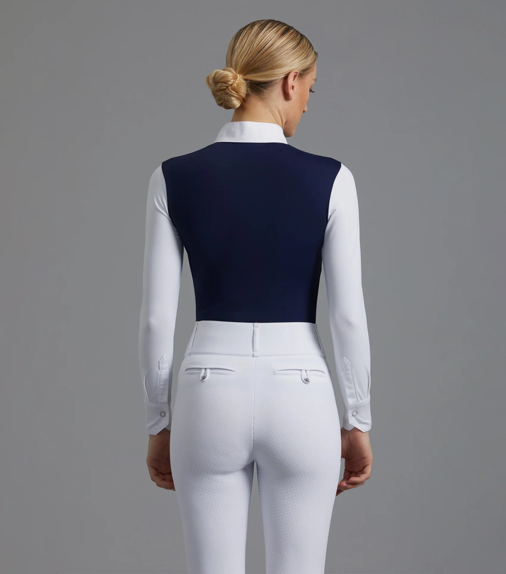 Premier Equine Rossini Navy Show Shirt & White Breeches: Equestrian Competition Apparel