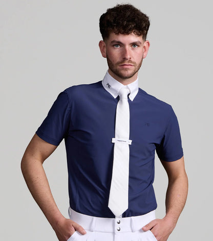 Premier Equine Rubato Men's Show Shirt - Navy Short Sleeve Competition Top | Equiflair