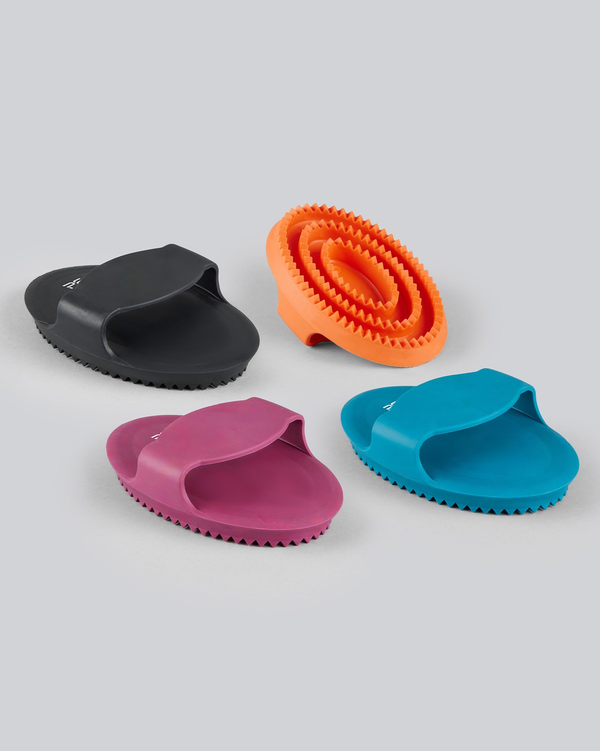 Premier Equine Rubber Curry Combs: Black, Orange, Pink, Blue - Horse Grooming Tool