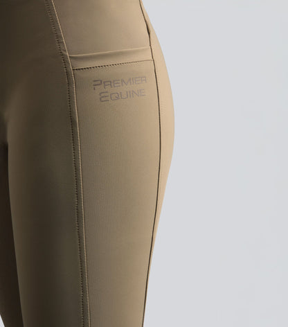 Premier Equine Salento Timberwolf Riding Breeches: Womens Full Seat, Four-Way Stretch, Equestrian Apparel