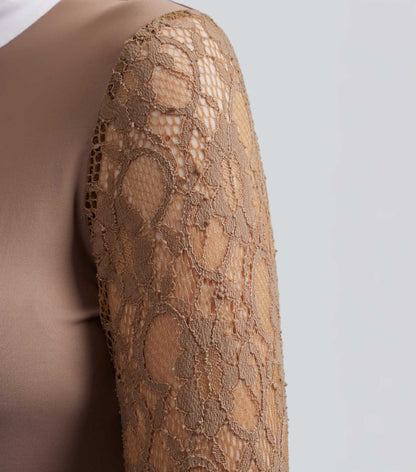 Premier Equine Salento Fossil Riding Top: Equestrian Long Sleeve with Elegant Lace Detail