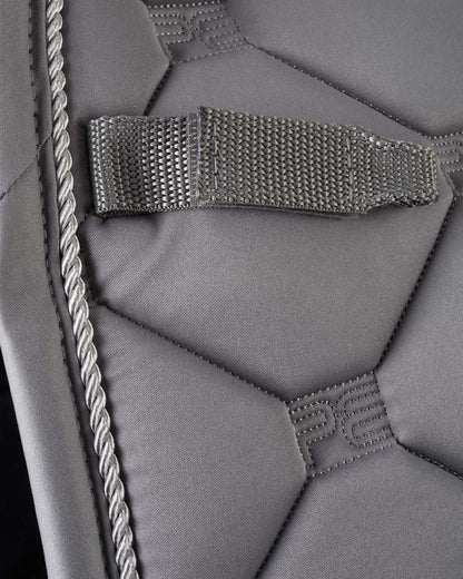 Premier Equine Saltare Grey Dressage Square: Close Contact Saddle Pad with Diamond Quilting & Twisted Rope Detail.