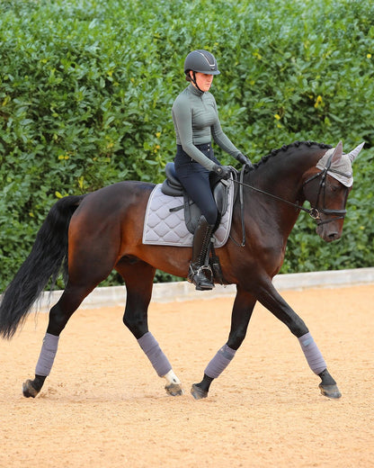 Dressage Horse & Rider with Premier Equine Saltare Grey Saddle Pad: Close Contact, Elegant Style