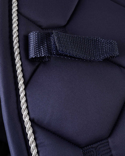 PREMIER EQUINE Navy Dressage Saddle Pad - Close Contact Equestrian Square with Silver Trim
