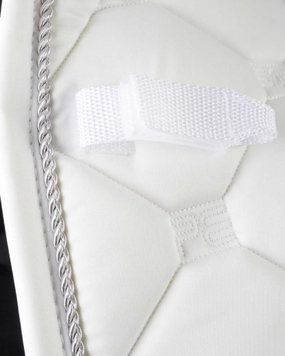 PREMIER EQUINE Saltare White Dressage Square Saddle Pad - Close Contact Design, Diamond Quilted, Luxury Equestrian Equipment