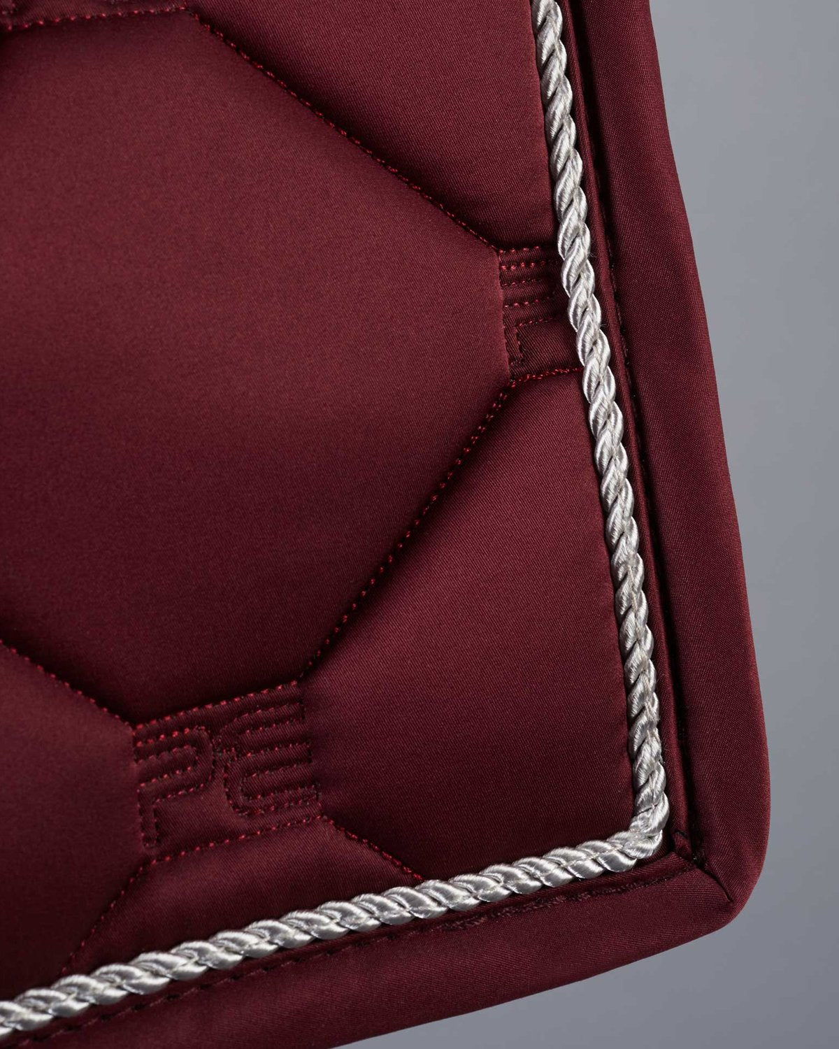 Premier Equine Wine Dressage Saddle Pad: Close Contact, Diamond Quilted, Silver Rope Trim