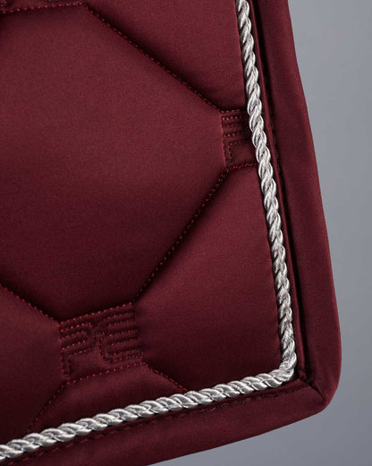 Premier Equine Wine Dressage Saddle Pad: Close Contact, Diamond Quilted, Silver Rope Trim
