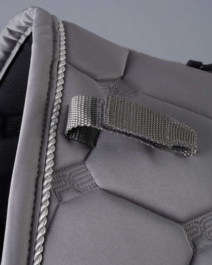 PREMIER EQUINE SALTARE Grey GP/Jump Saddle Pad. Close Contact, Diamond Quilted Satin, Mesh Lining.